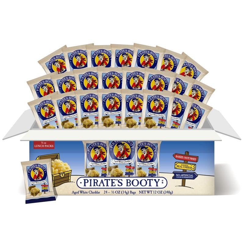 Pirate's Booty Aged White Cheddar Cheese Puffs, Gluten-Free, Kids Snacks, 0.5oz (24ct) - Image 1
